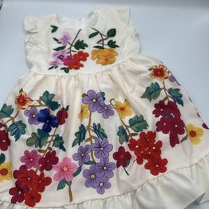 MINI TAYLOR Toddler Dress 2-3 Years Floral Embroidered Bright Colorful Lined